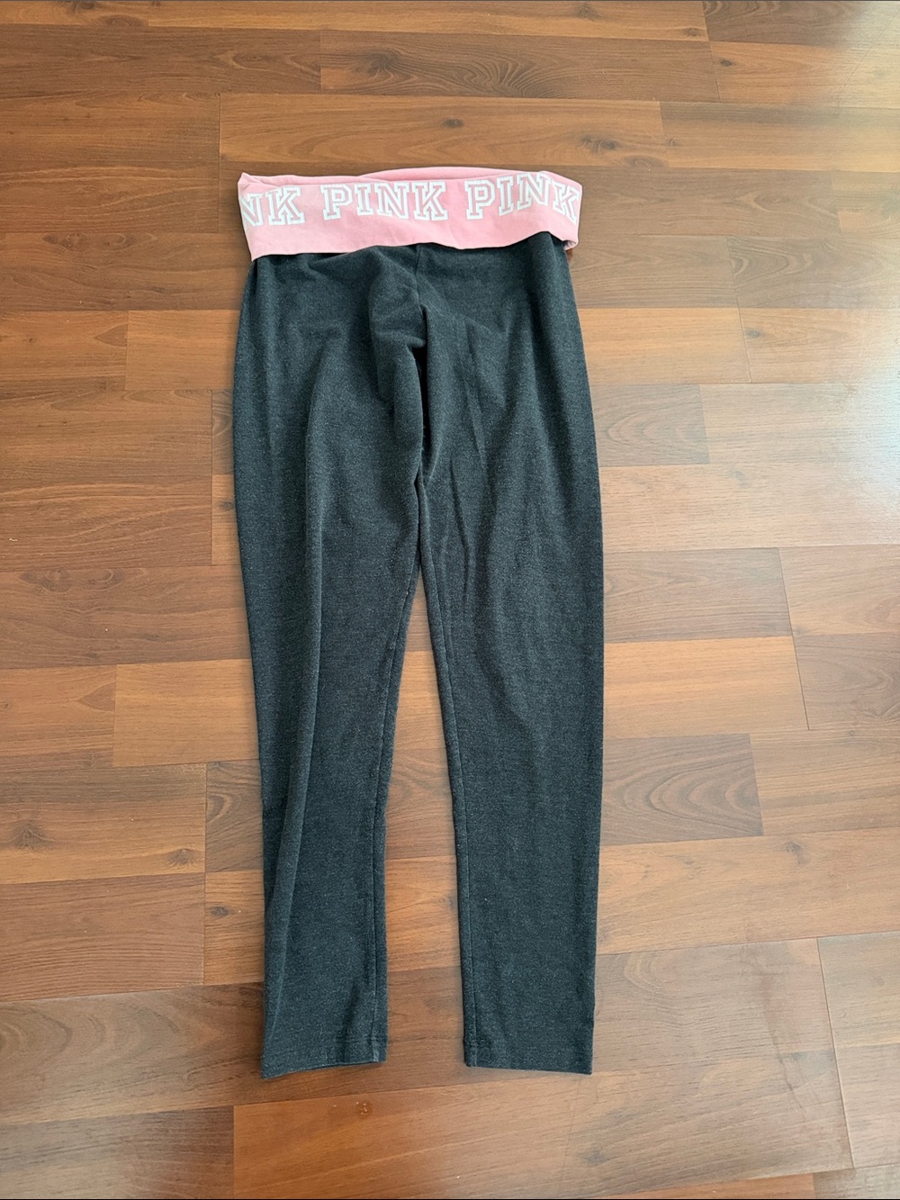PINK Victoria's Secret Dark Grey Leggings with Pink Logo Waistband